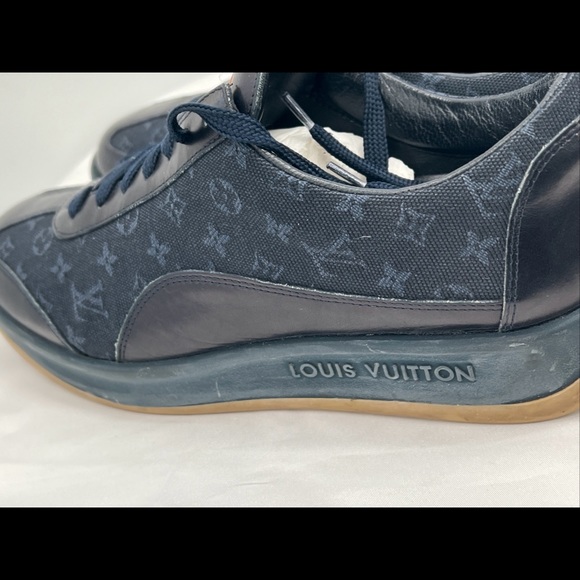 Louis Vuitton Women's Navy Monogram Mini Lin Canvas Sneakers EU Size 38 MA0052 - Picture 5 of 16